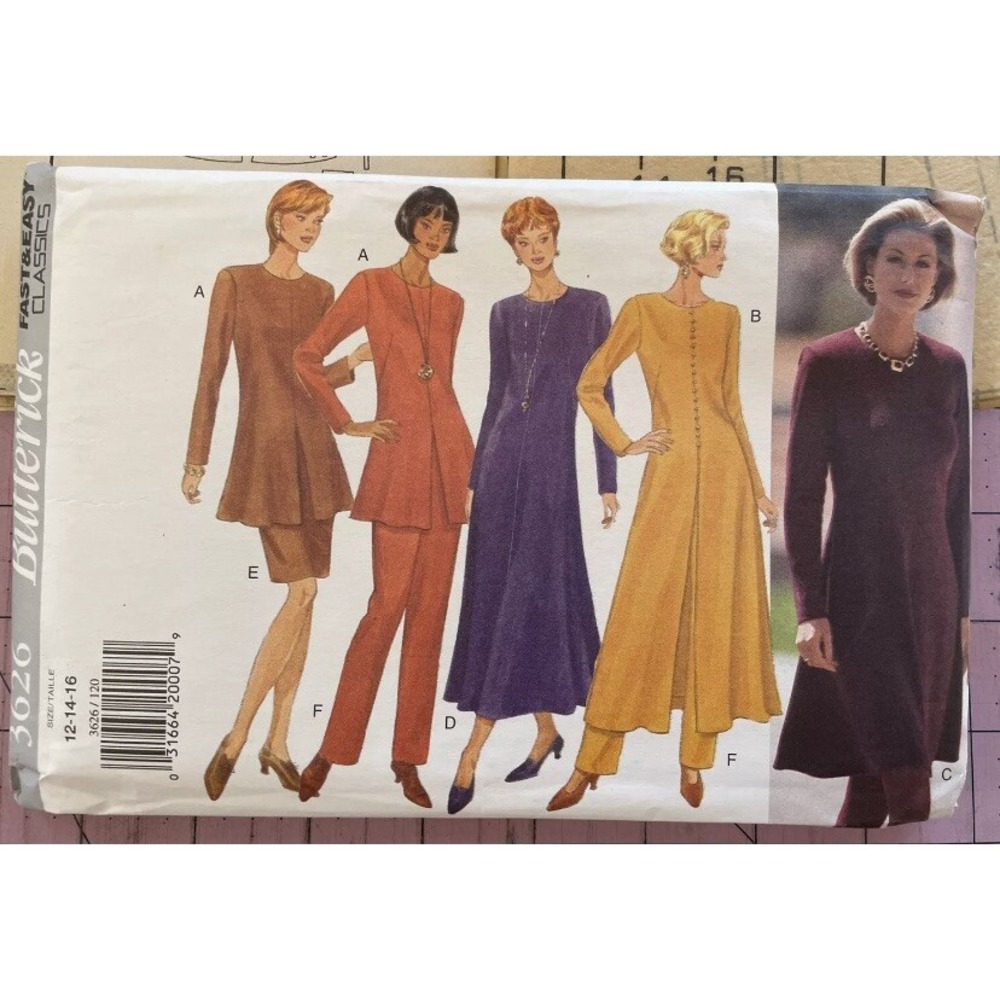 Butterick 3626 Vintage 1994 Dress Top Skirt Pants Pattern Size 12 14 16 Uncut